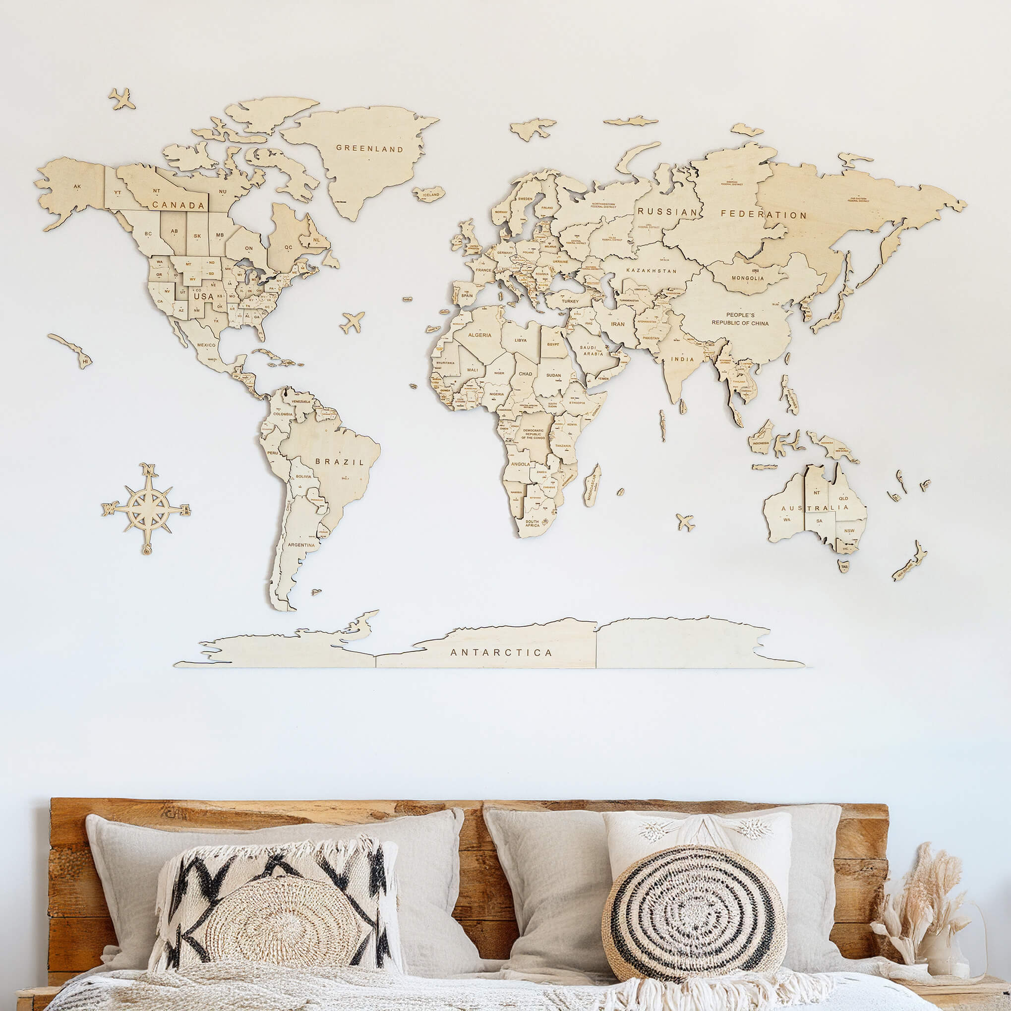 3D World Map - Natural