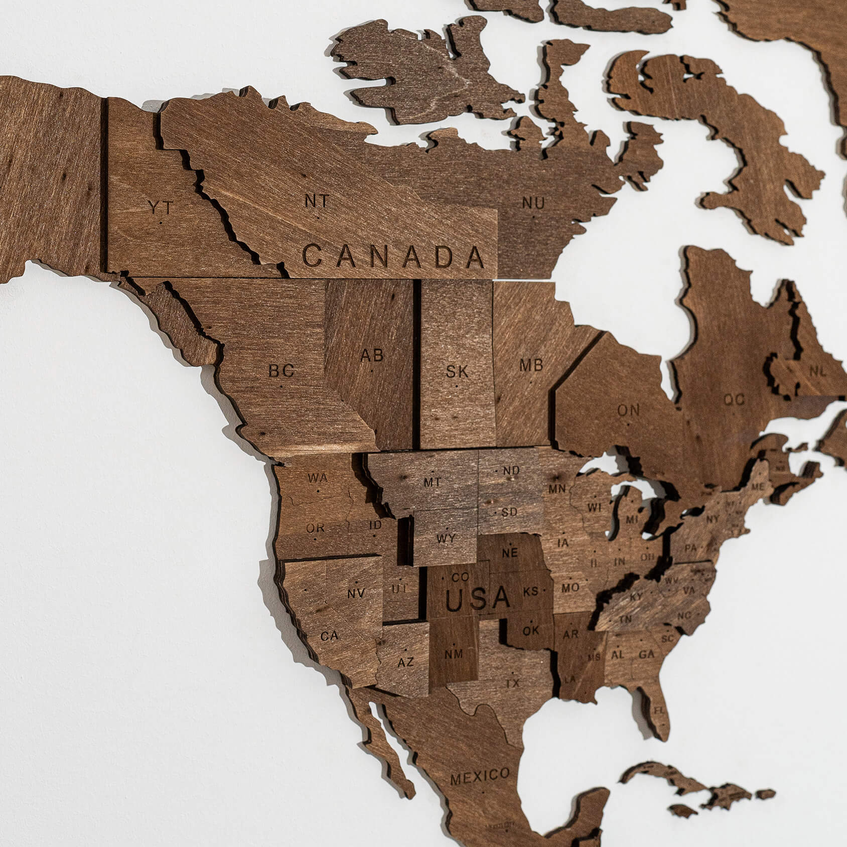 3D World Map - Walnut