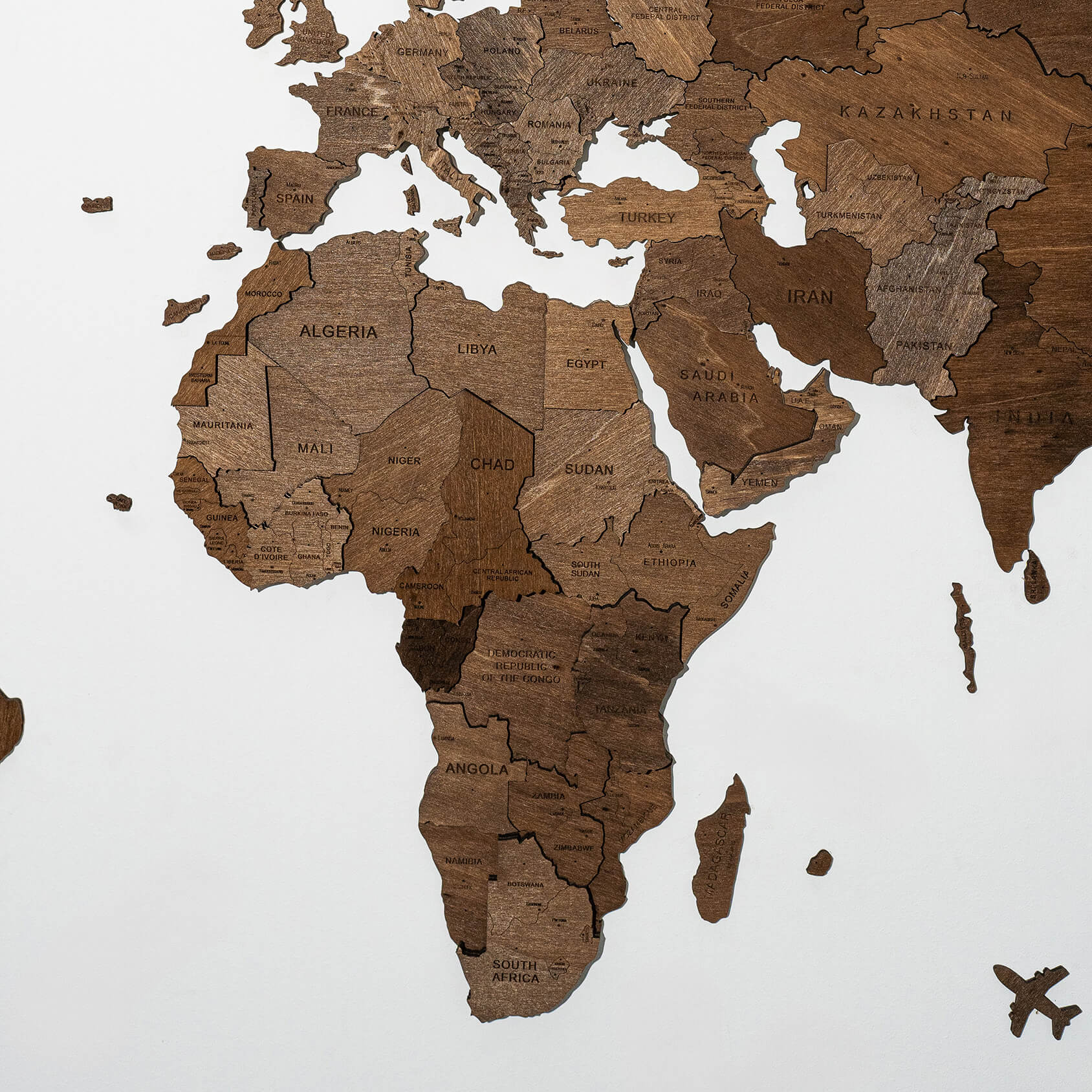 3D World Map - Walnut