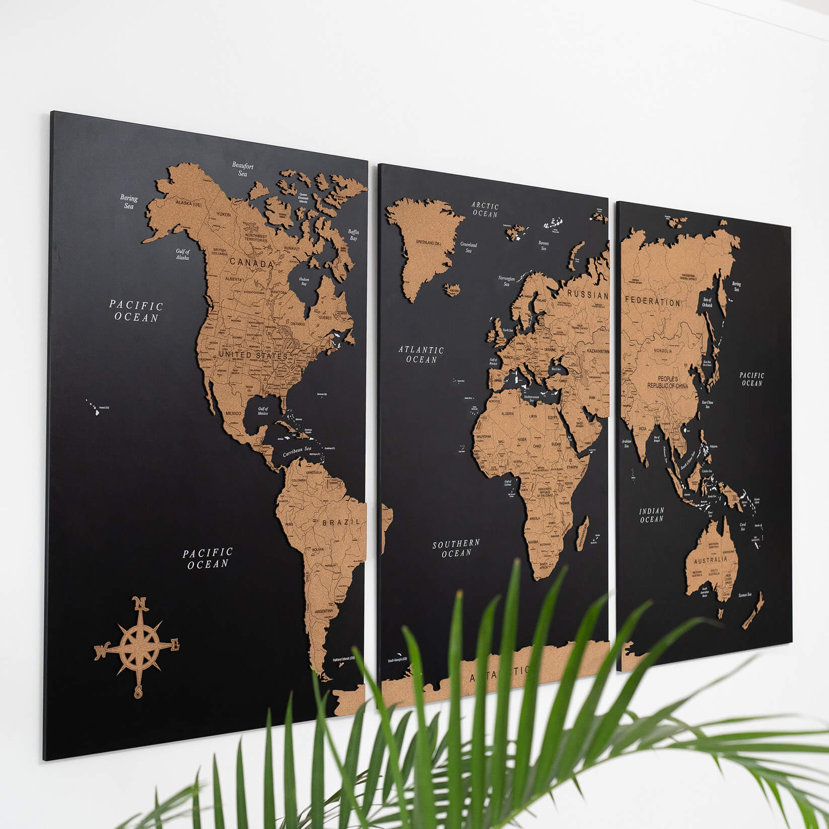 3 Panel World Map