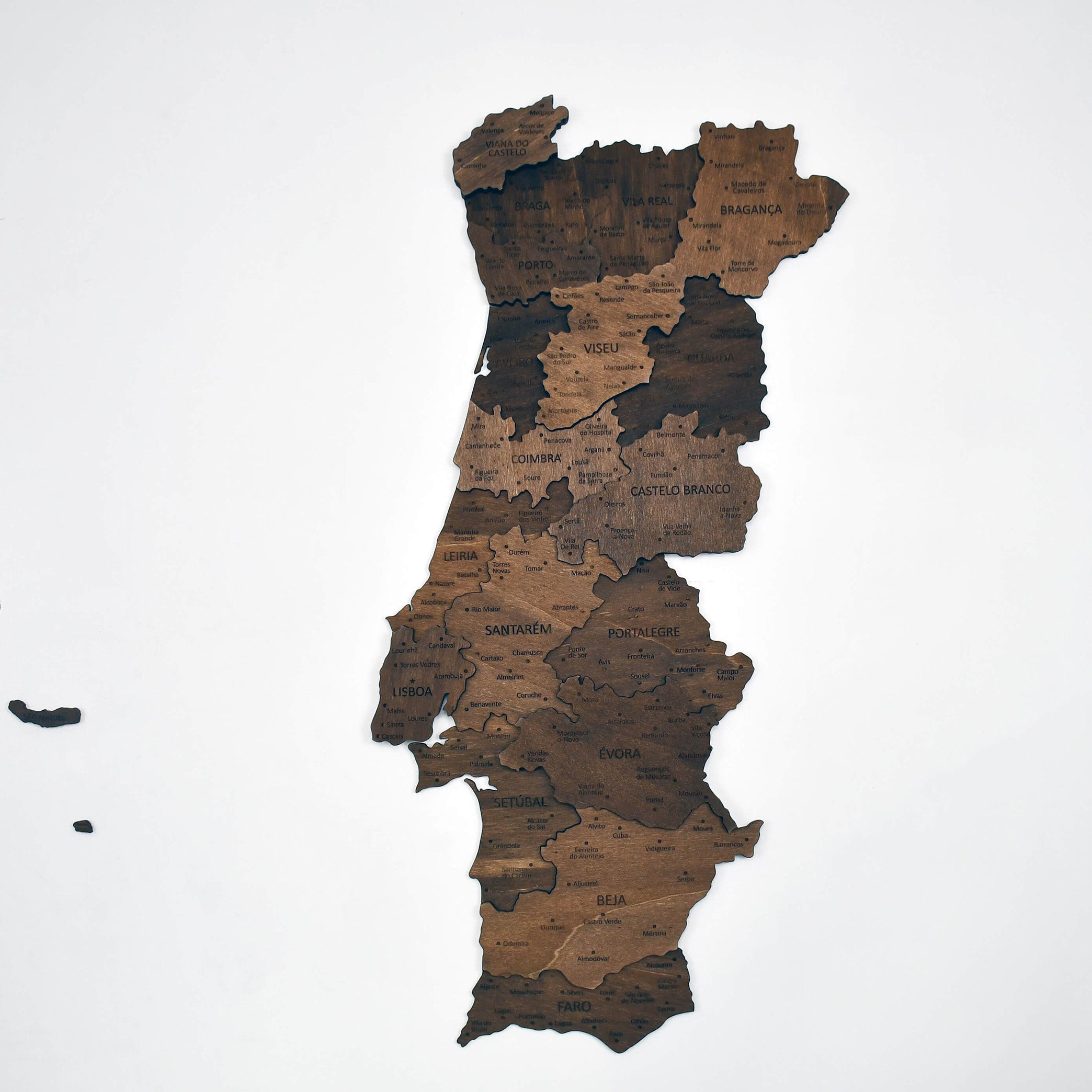 Portugal Wooden Map