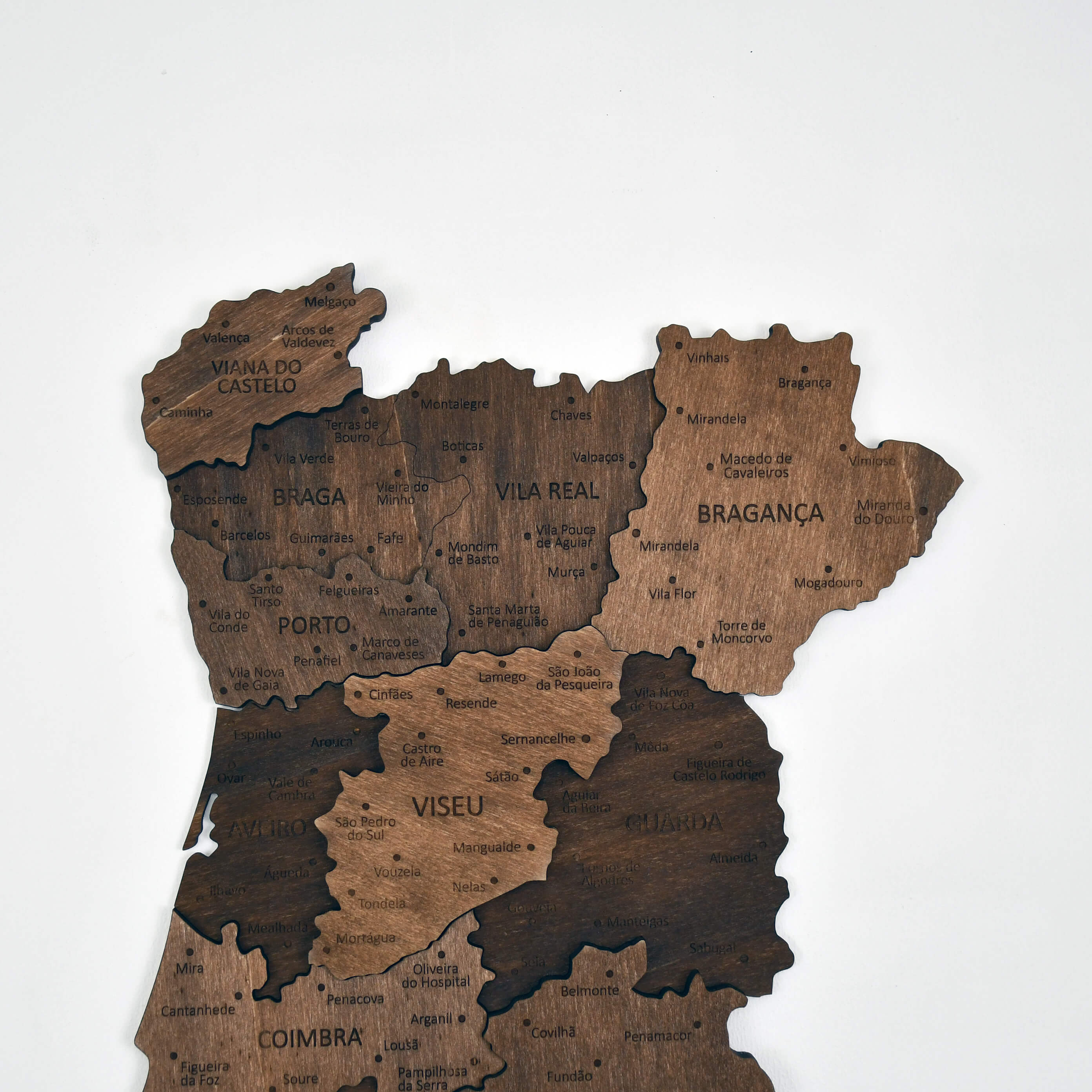 Portugal Wooden Map