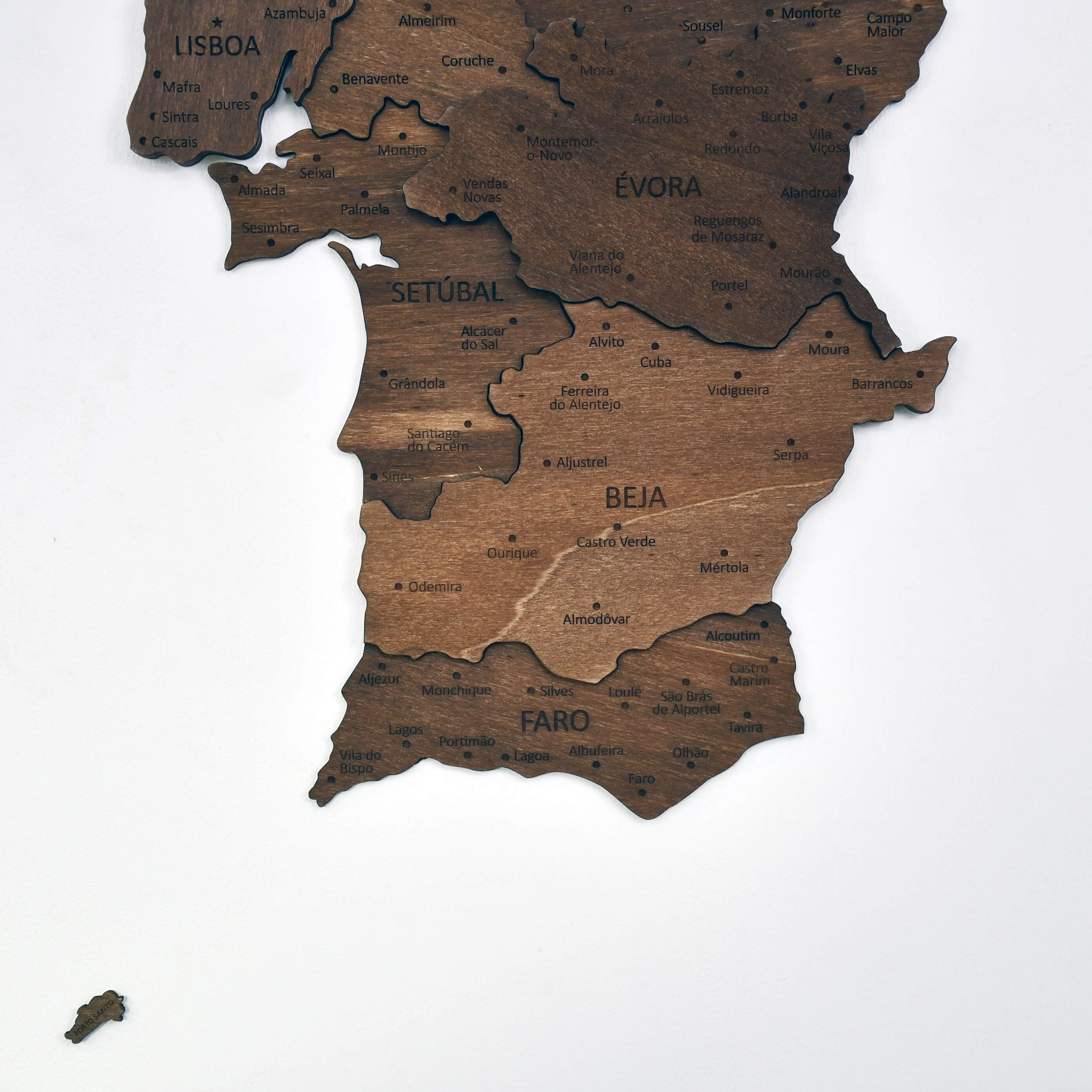 Portugal Wooden Map