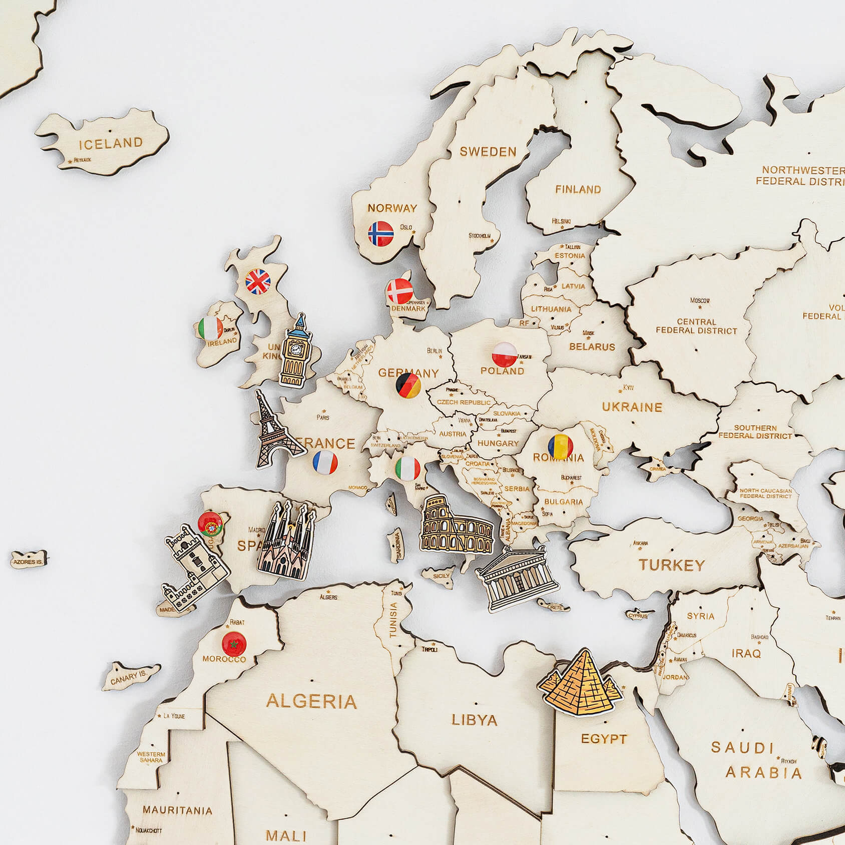 Mapa del Mundo 3D de Madera