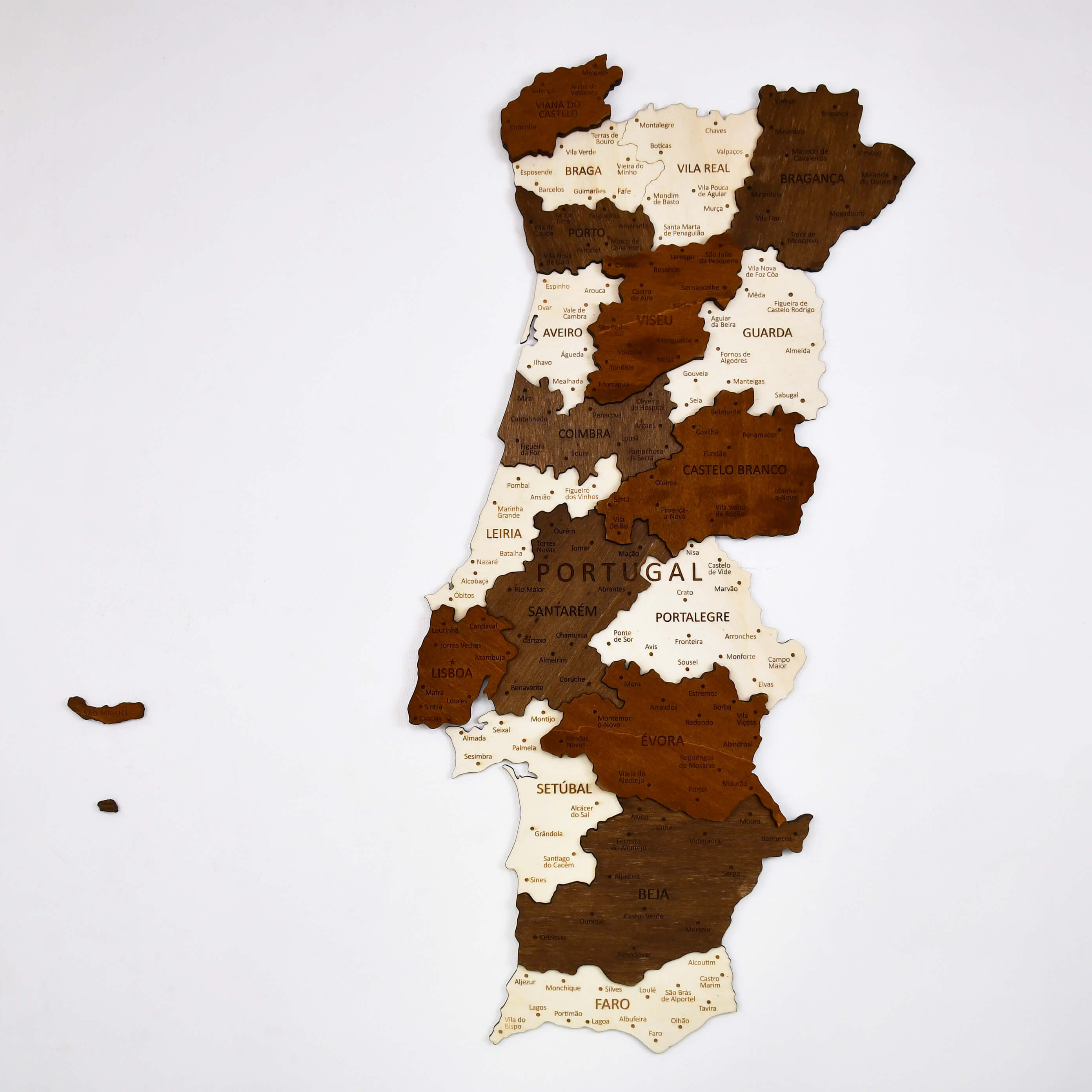 Portugal Wooden Map