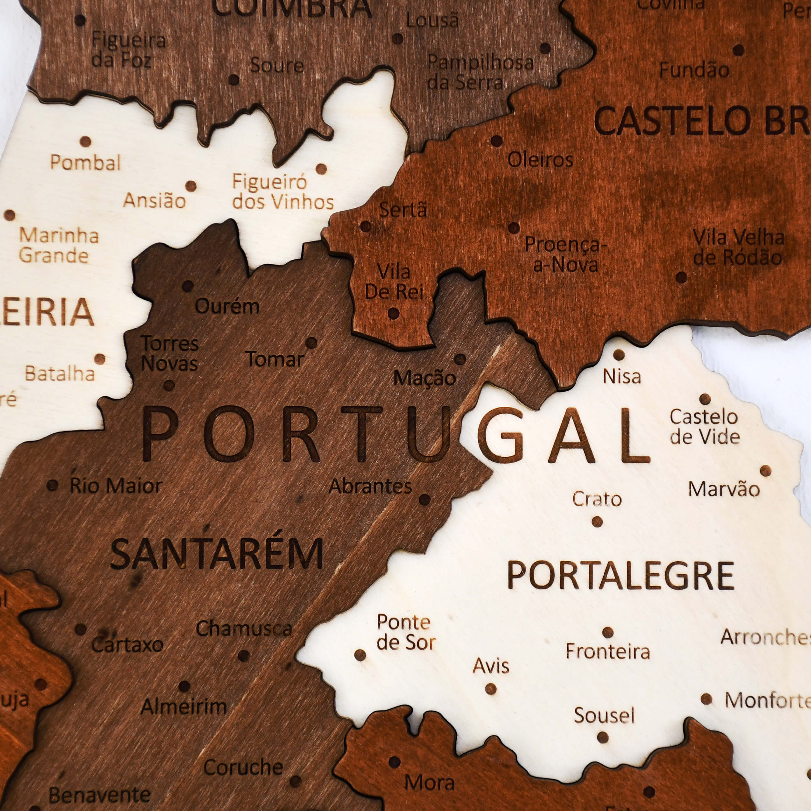 Portugal Wooden Map