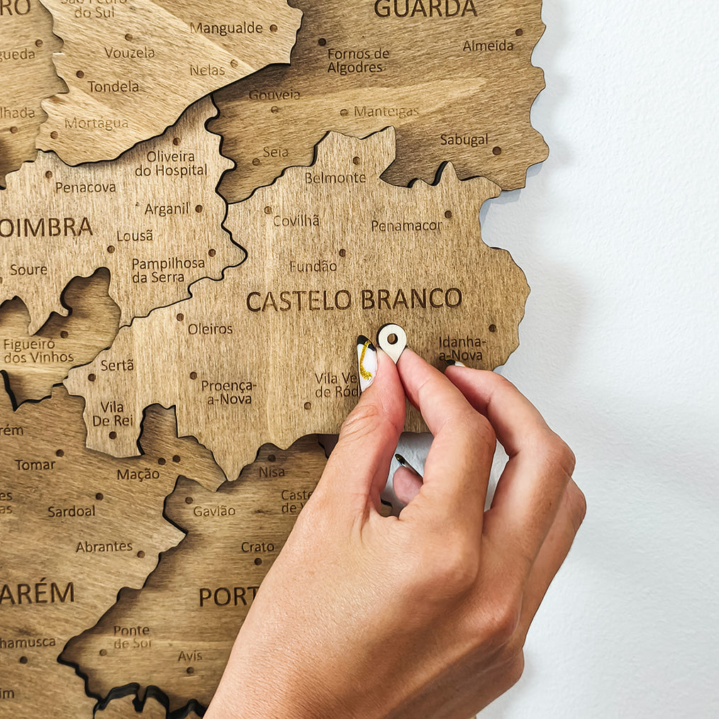Portugal Wooden Map