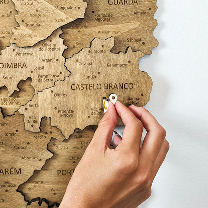 Portugal Wooden Map