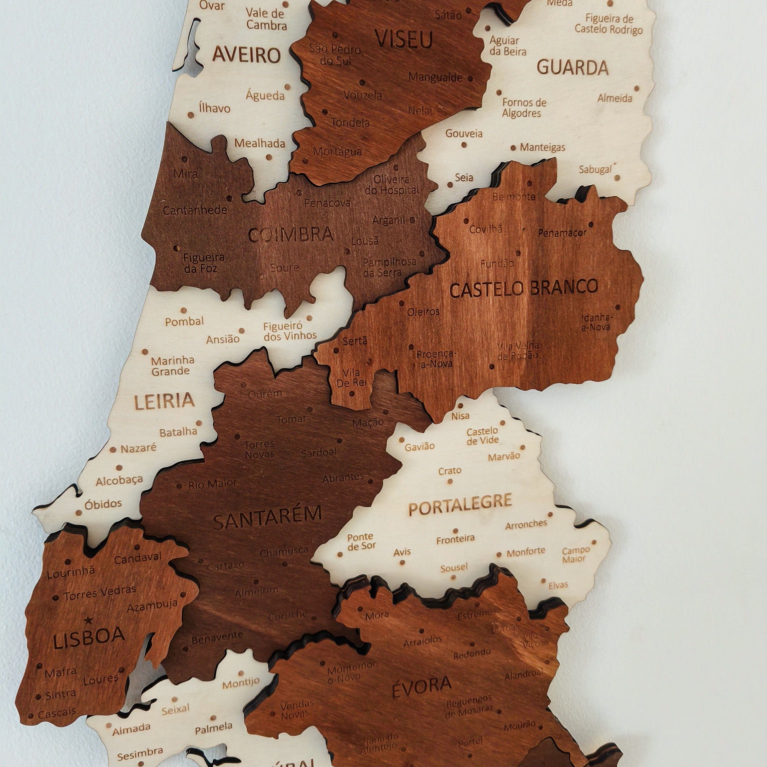 Portugal Wooden Map