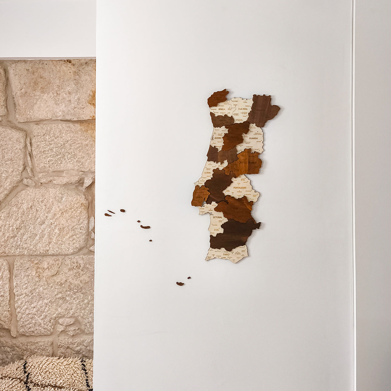 Portugal Wooden Map