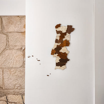 Portugal Wooden Map