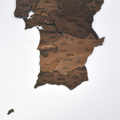 Portugal Wooden Map