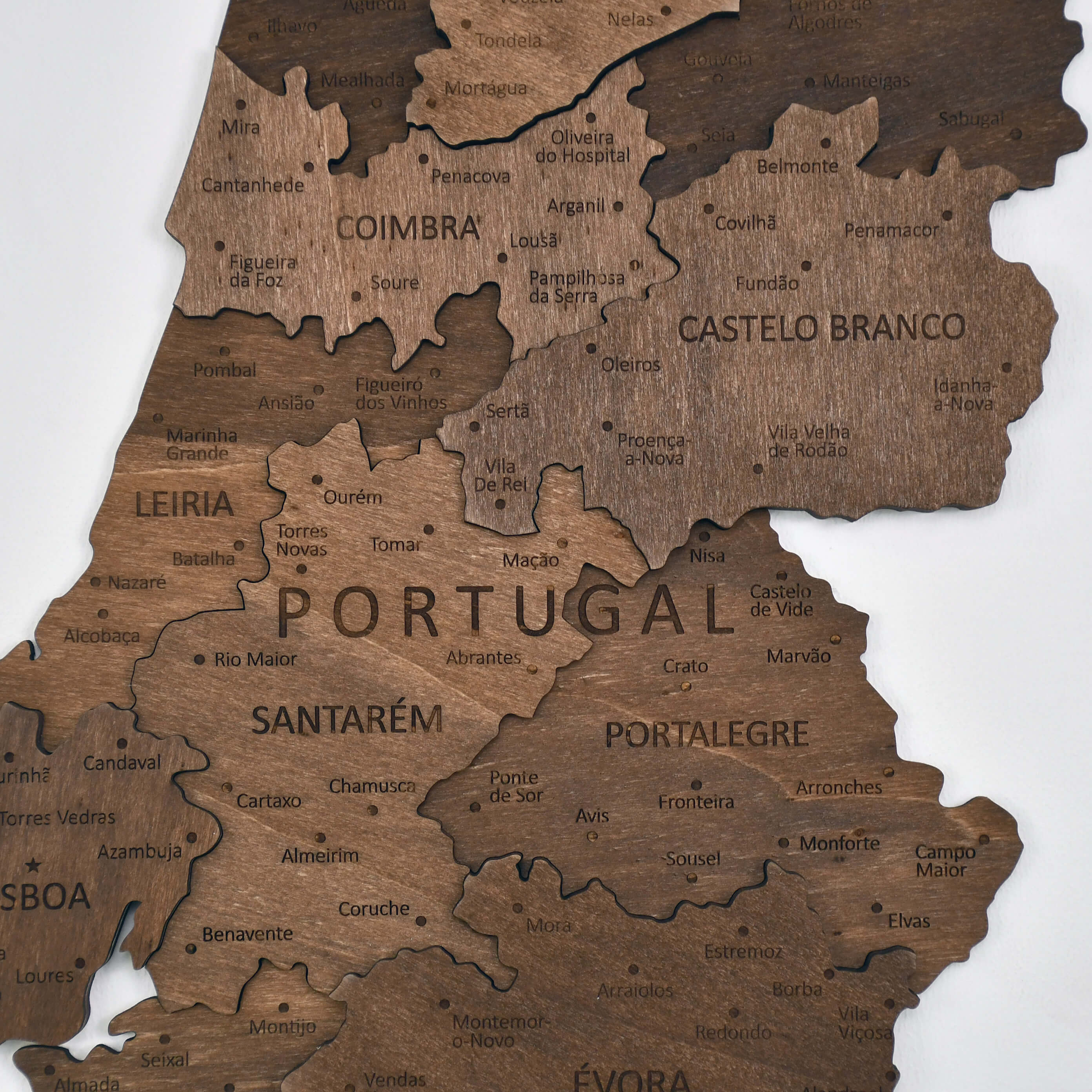 Portugal Wooden Map