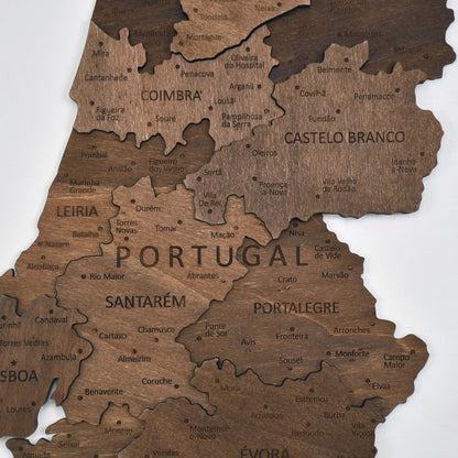 Portugal Wooden Map