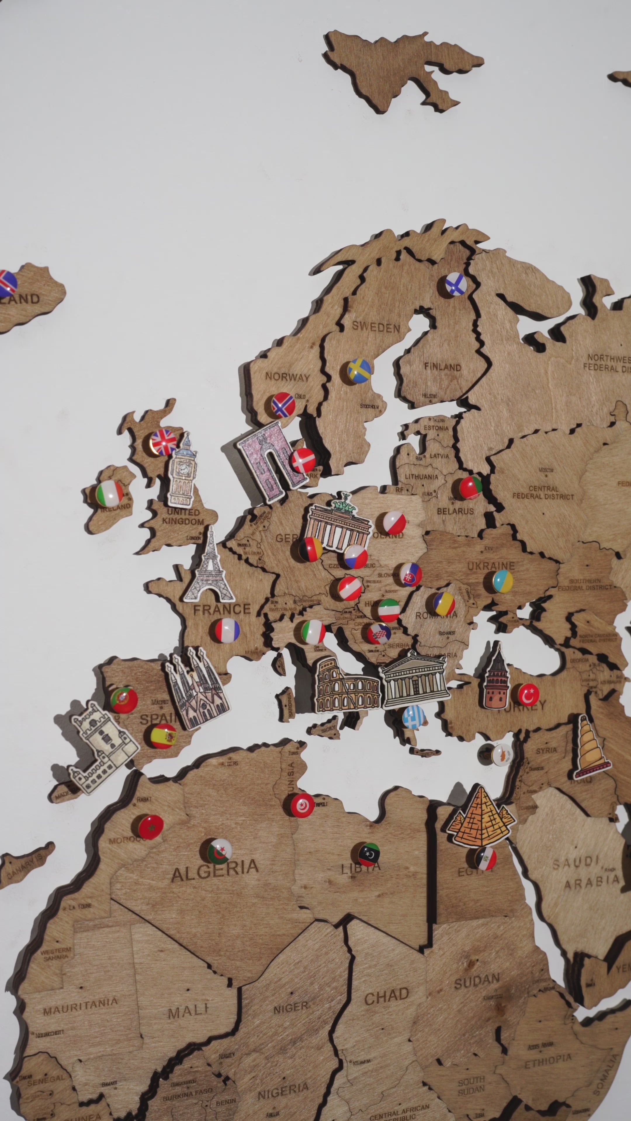 Mapa del Mundo 3D de Madera