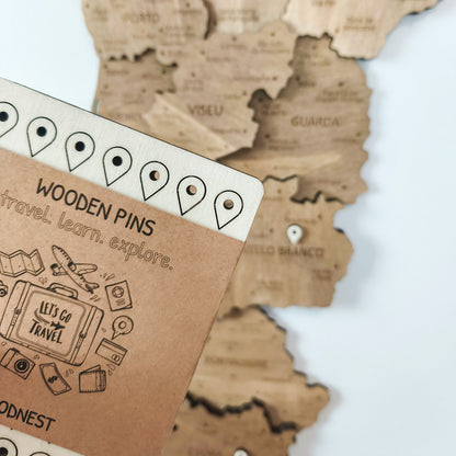 Wooden Travel Pins — 150 pcs